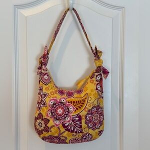 Vera Bradley Olivia Bali Gold 2009 Retired Shoulder Bag, 10” x 7”